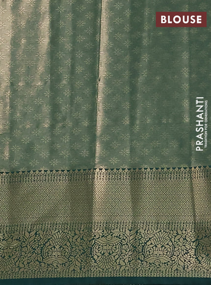 Bangalori tissue silk saree pastel blue and green with zari woven brocade weaves and zari woven border