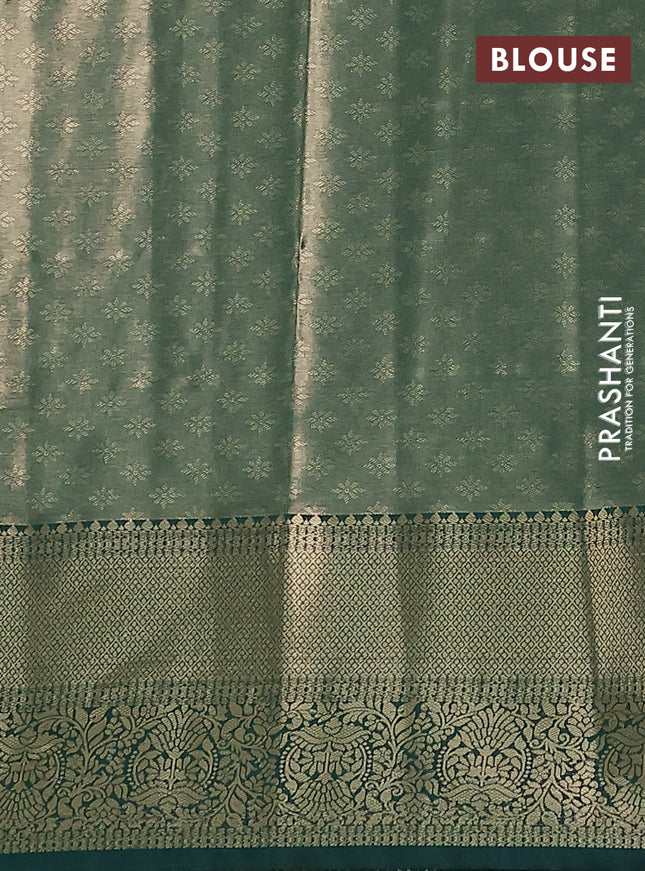 Bangalori tissue silk saree pastel blue and green with zari woven brocade weaves and zari woven border