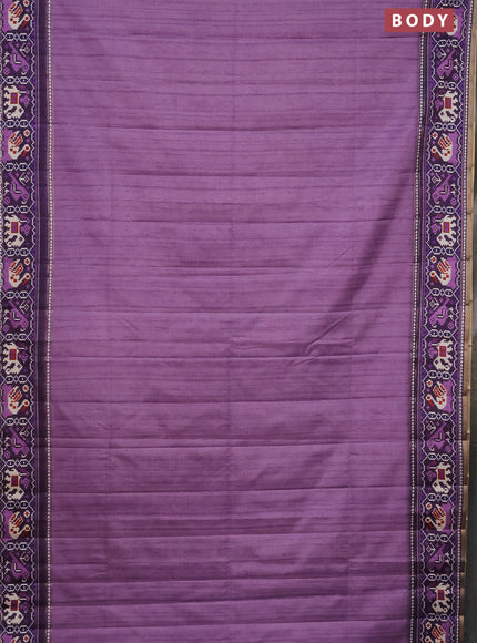 Semi tussar saree mild purple and purple with plain body and patola printed border