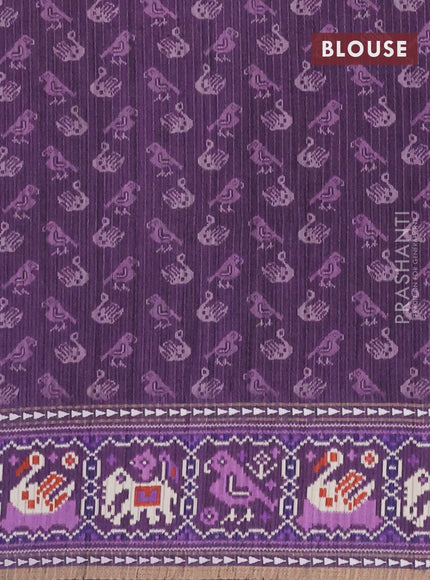 Semi tussar saree mild purple and purple with plain body and patola printed border