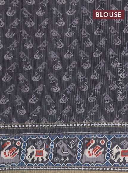 Semi tussar saree grey and dark grey with plain body and patola printed border