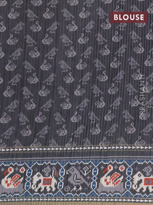 Semi tussar saree grey and dark grey with plain body and patola printed border