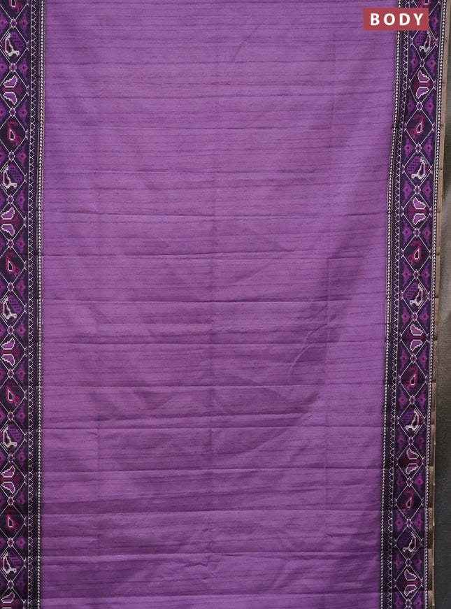 Semi tussar saree mild purple and purple with plain body and patola printed border