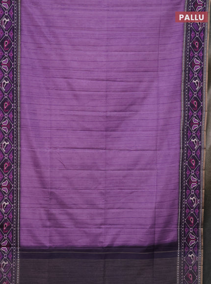 Semi tussar saree mild purple and purple with plain body and patola printed border