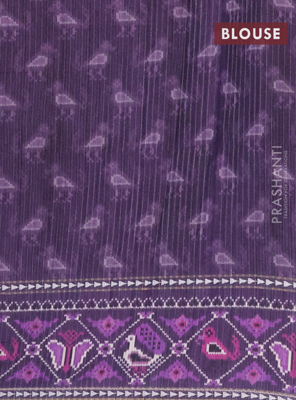 Semi tussar saree mild purple and purple with plain body and patola printed border