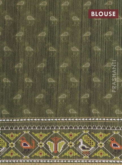 Semi tussar saree light green and sap green with plain body and patola printed border