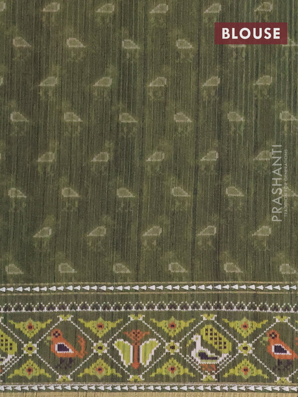 Semi tussar saree light green and sap green with plain body and patola printed border