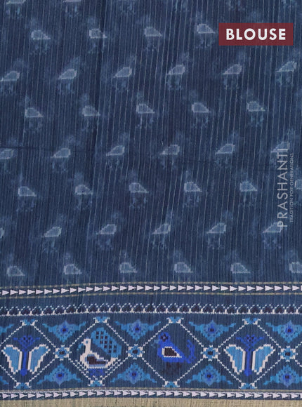Semi tussar saree blue shade and peacock blue with plain body and patola printed border