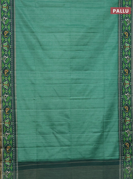 Semi tussar saree teal green and green with plain body and patola printed border