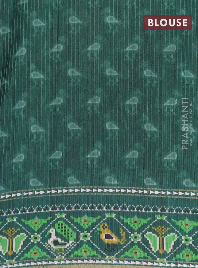 Semi tussar saree teal green and green with plain body and patola printed border
