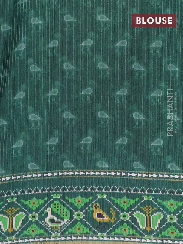 Semi tussar saree teal green and green with plain body and patola printed border