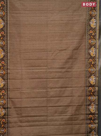 Semi tussar saree elaichi green and sap green with plain body and patola printed border