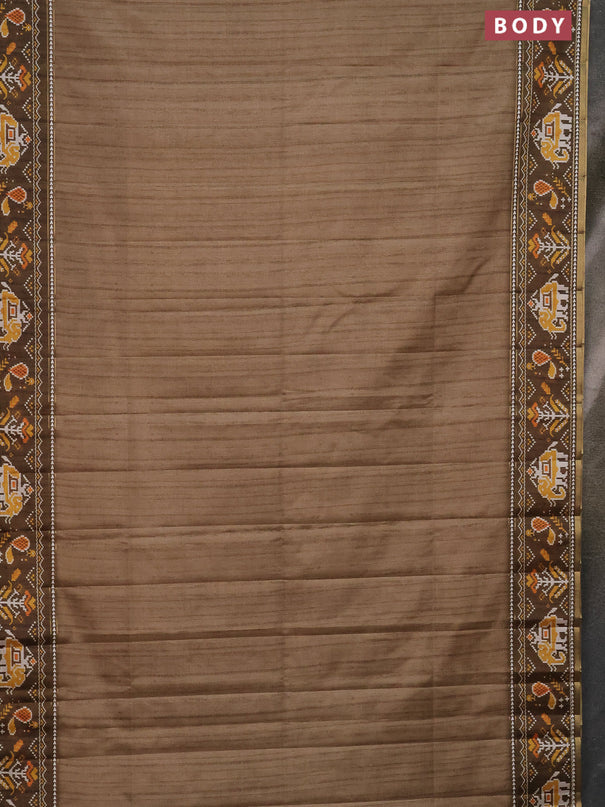 Semi tussar saree elaichi green and sap green with plain body and patola printed border