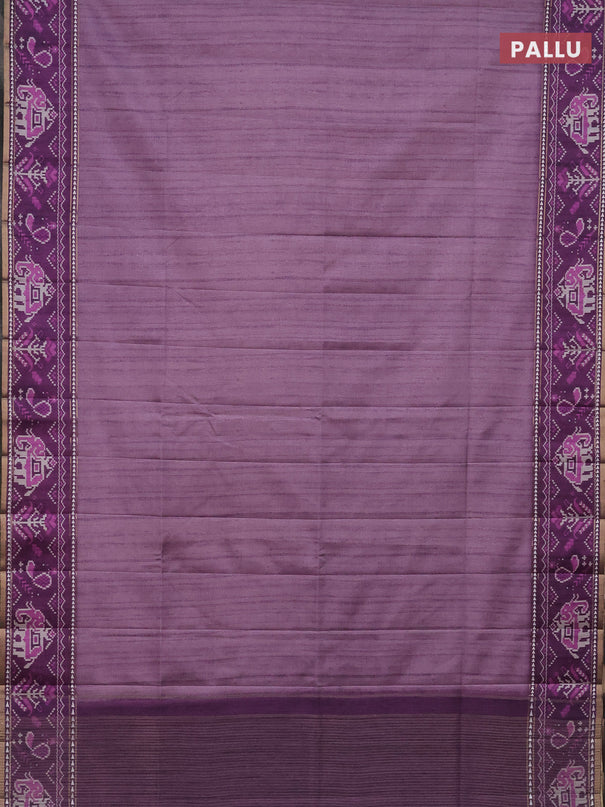 Semi tussar saree mild purple and purple with plain body and patola printed border