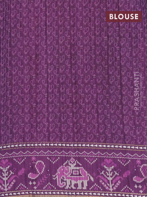 Semi tussar saree mild purple and purple with plain body and patola printed border