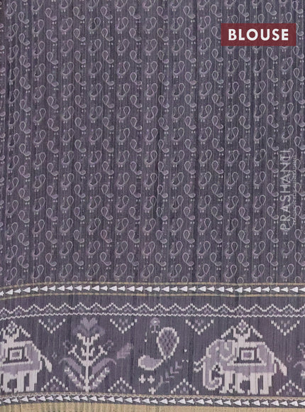 Semi tussar saree grey and dark grey with plain body and patola printed border
