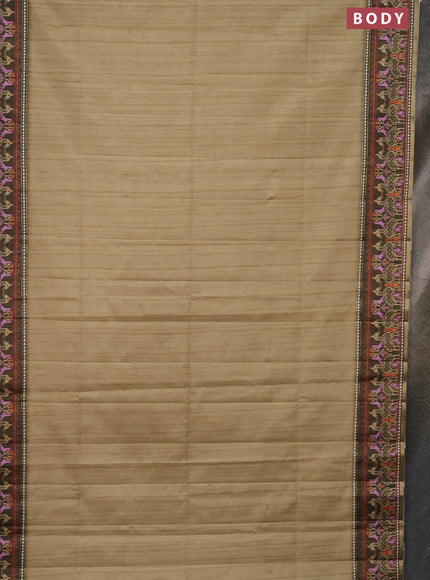 Semi tussar saree elaichi green and sap green with plain body and patola printed border