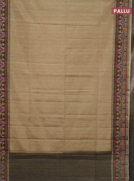 Semi tussar saree elaichi green and sap green with plain body and patola printed border