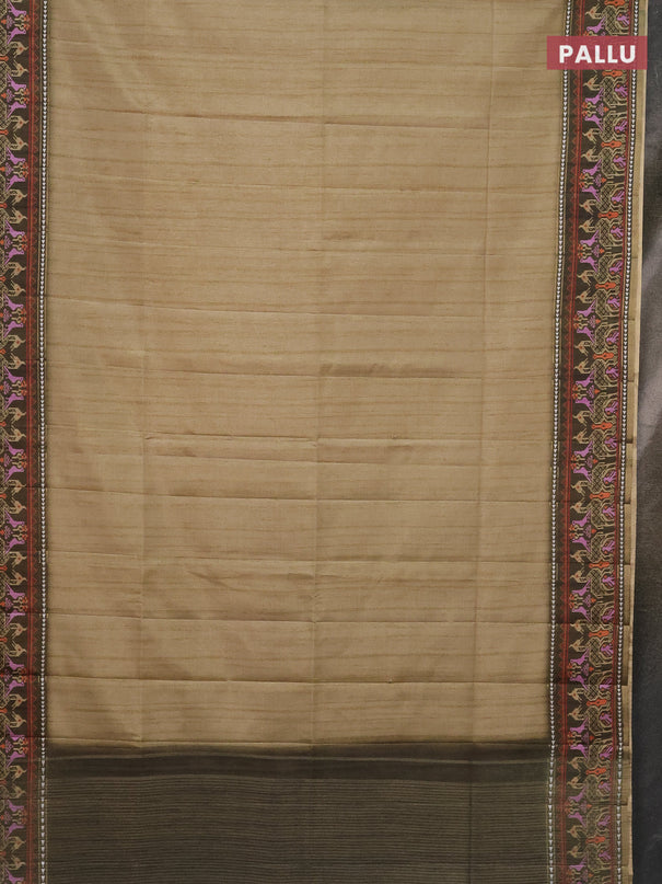 Semi tussar saree elaichi green and sap green with plain body and patola printed border