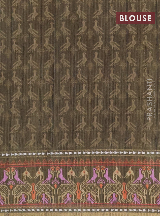 Semi tussar saree elaichi green and sap green with plain body and patola printed border