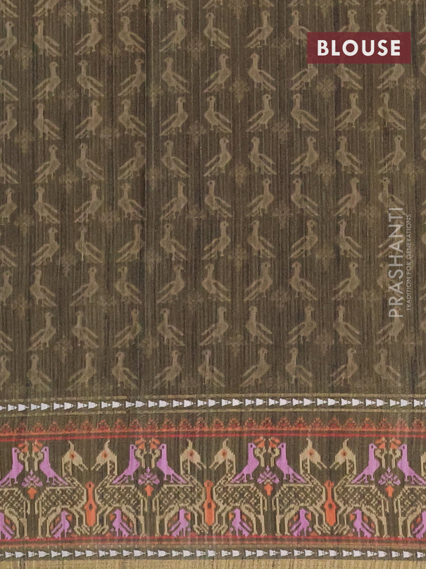 Semi tussar saree elaichi green and sap green with plain body and patola printed border