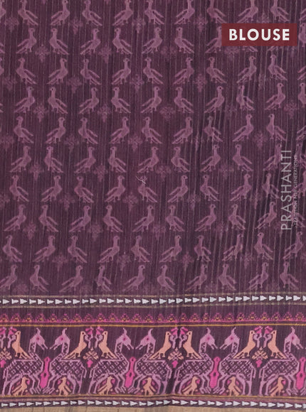 Semi tussar saree mauve pink and wine shade with plain body and patola printed border