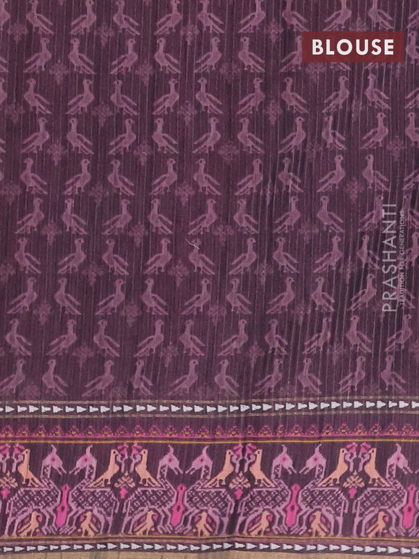 Semi tussar saree mauve pink and wine shade with plain body and patola printed border