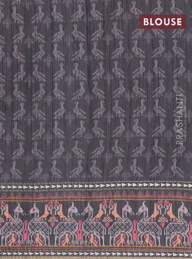 Semi tussar saree grey and dark grey with plain body and patola printed border