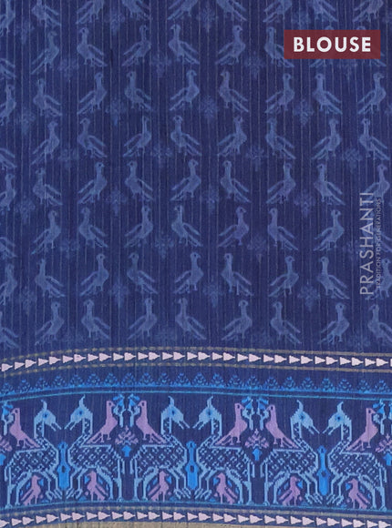 Semi tussar saree blue shade and blue with plain body and patola printed border