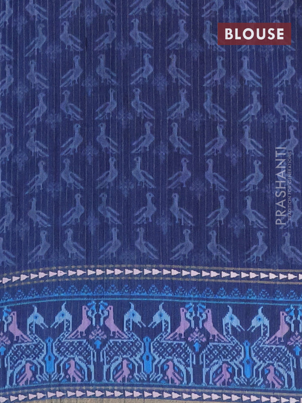 Semi tussar saree blue shade and blue with plain body and patola printed border