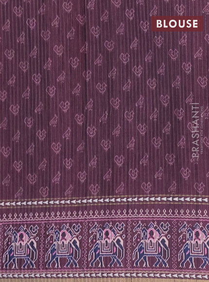 Semi tussar saree mauve pink and wine shade with plain body and patola printed border