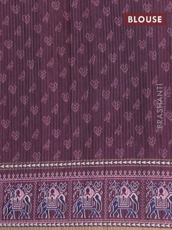 Semi tussar saree mauve pink and wine shade with plain body and patola printed border