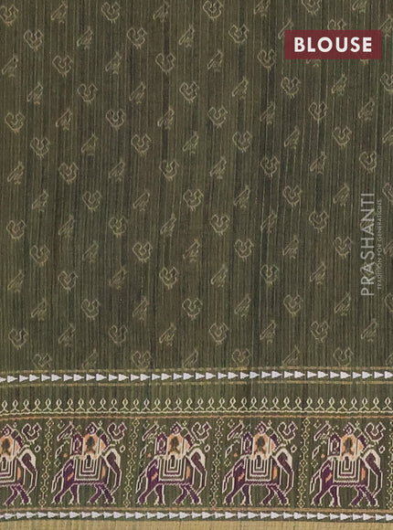 Semi tussar saree pastel green and sap green with plain body and patola printed border