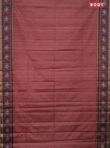 Semi tussar saree pastel maroon and brown with plain body and patola printed border