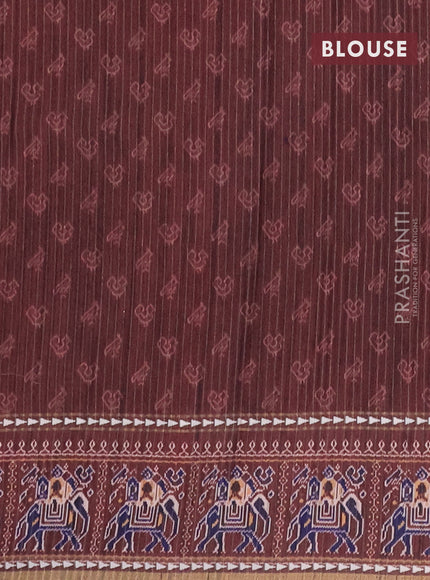 Semi tussar saree pastel maroon and brown with plain body and patola printed border