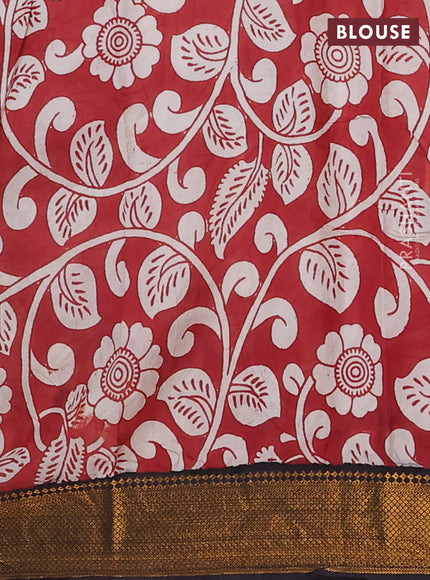 Kalamkari semi silk saree black with allover prints and zari woven border