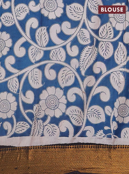 Kalamkari semi silk saree maroon and black with allover prints and zari woven border