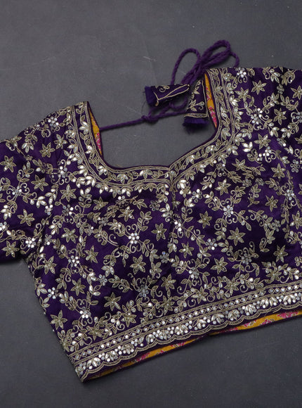 Tissue silk saree lavender and violet with sequin & gotapatti work pallu