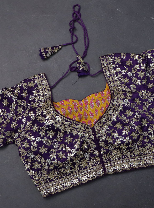 Tissue silk saree lavender and violet with sequin & gotapatti work pallu