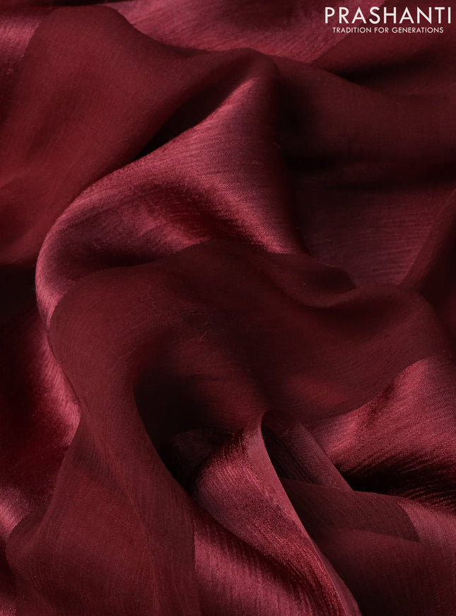 Satin chiffon silk saree pastel maroon and deep maroon with stripe pattern