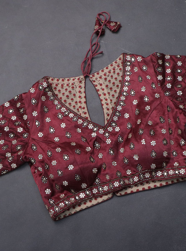 Satin chiffon silk saree pastel maroon and deep maroon with stripe pattern