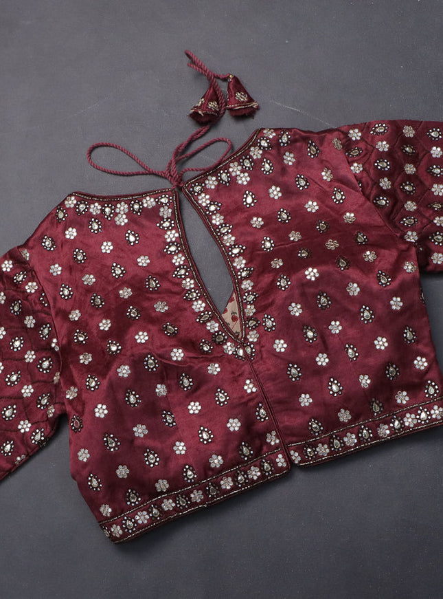 Satin chiffon silk saree pastel maroon and deep maroon with stripe pattern