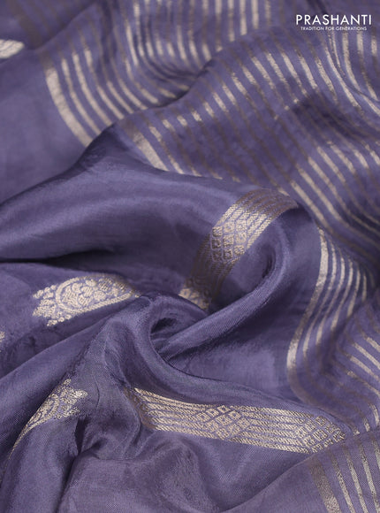 Banarasi silk saree grey with zari buttas & gotapatti work pallu