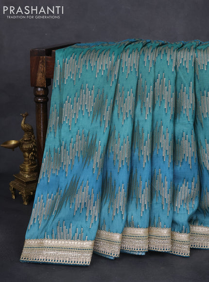Banarasi silk saree teal green shade and teal green with zari weaves & lace work border