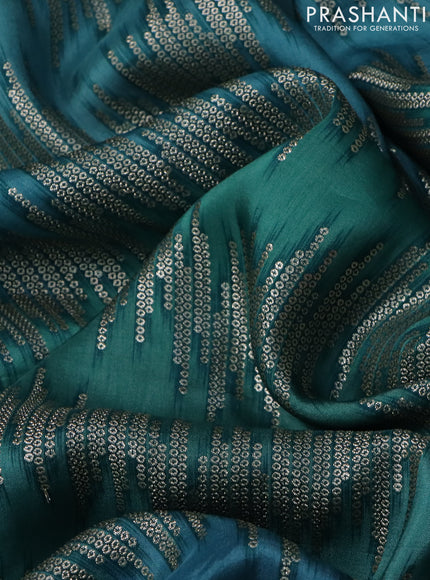 Banarasi silk saree teal green shade and teal green with zari weaves & lace work border