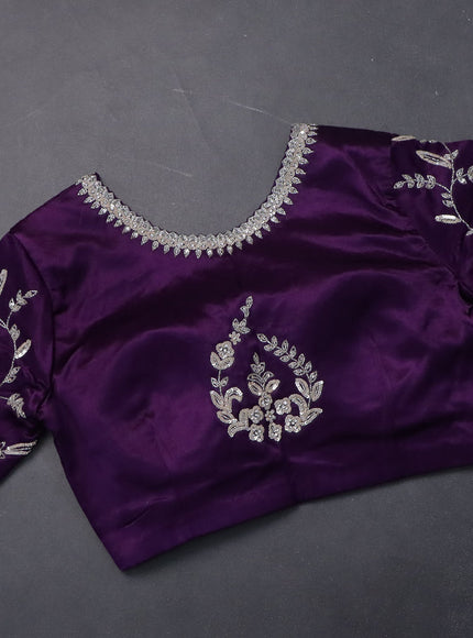 Tissue silk saree pastel pink and violet with silver zari weaves & sequin work border