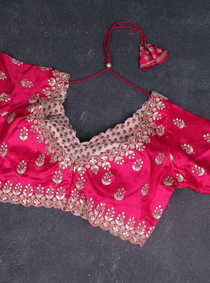 Chiffon silk saree pink with silver zari weaves & gotapatti embroidery pallu