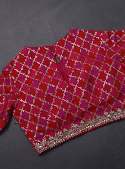 Crush tissue silk saree dual shade of golden pink and pink with plain body & gotapatti lace work pallu