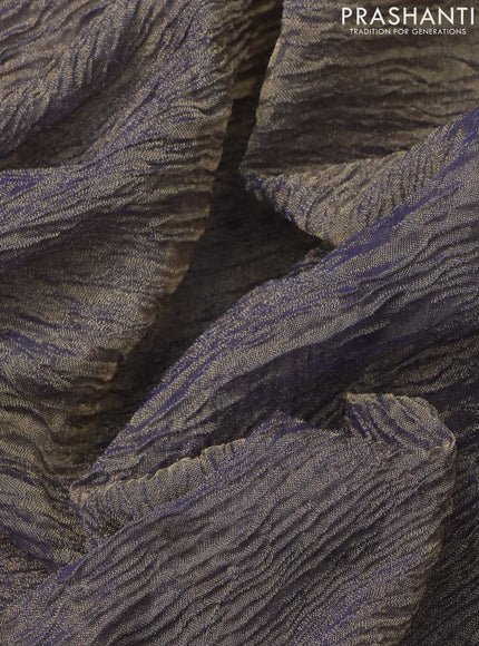 Crush tissue silk saree dual shade of golden bluish grey and pink with plain body & gotapatti lace work pallu