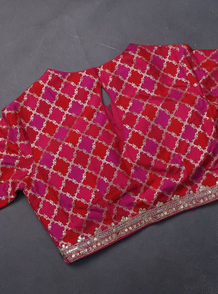 Crush tissue silk saree dual shade of golden bluish grey and pink with plain body & gotapatti lace work pallu